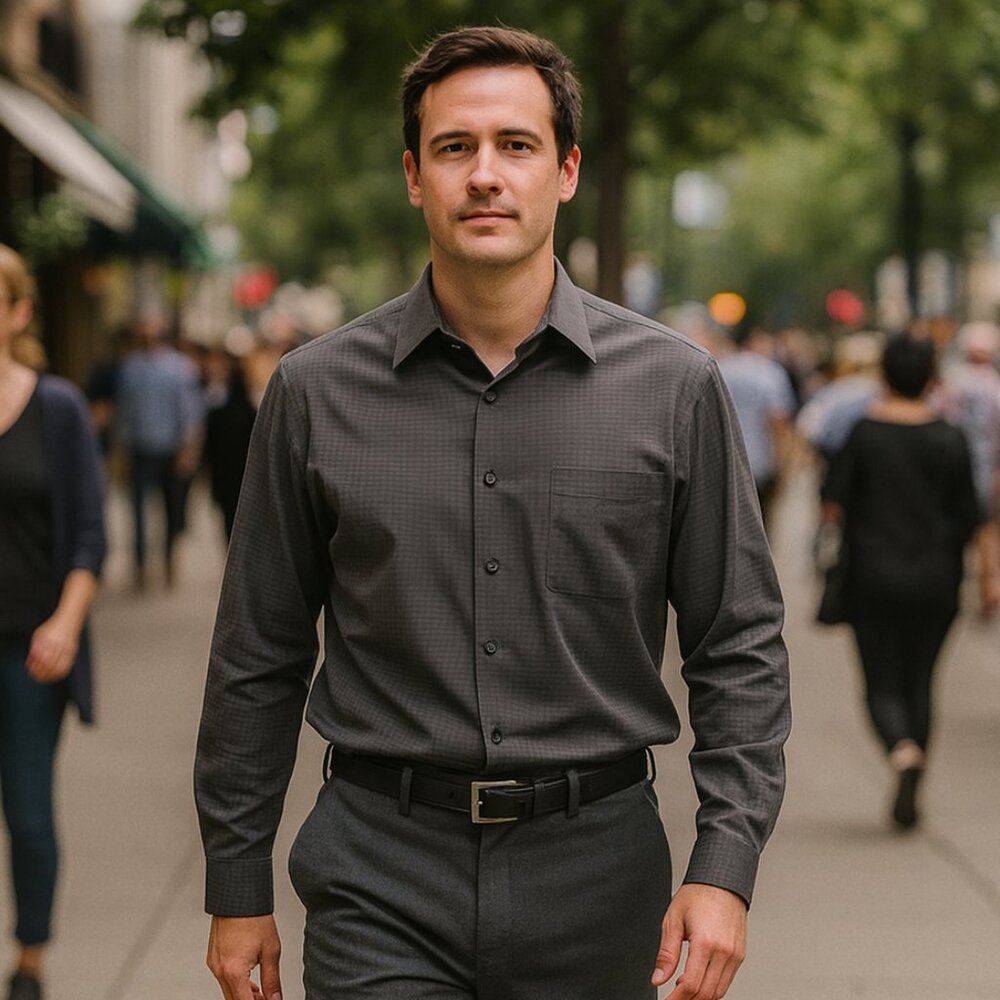 Talbots Gray Checkered Button Down Shirt